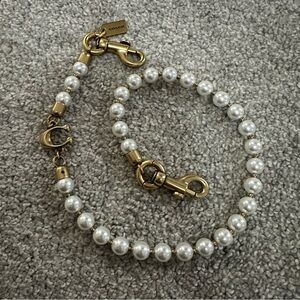 Coach Gold and Pearl Beaded Chain